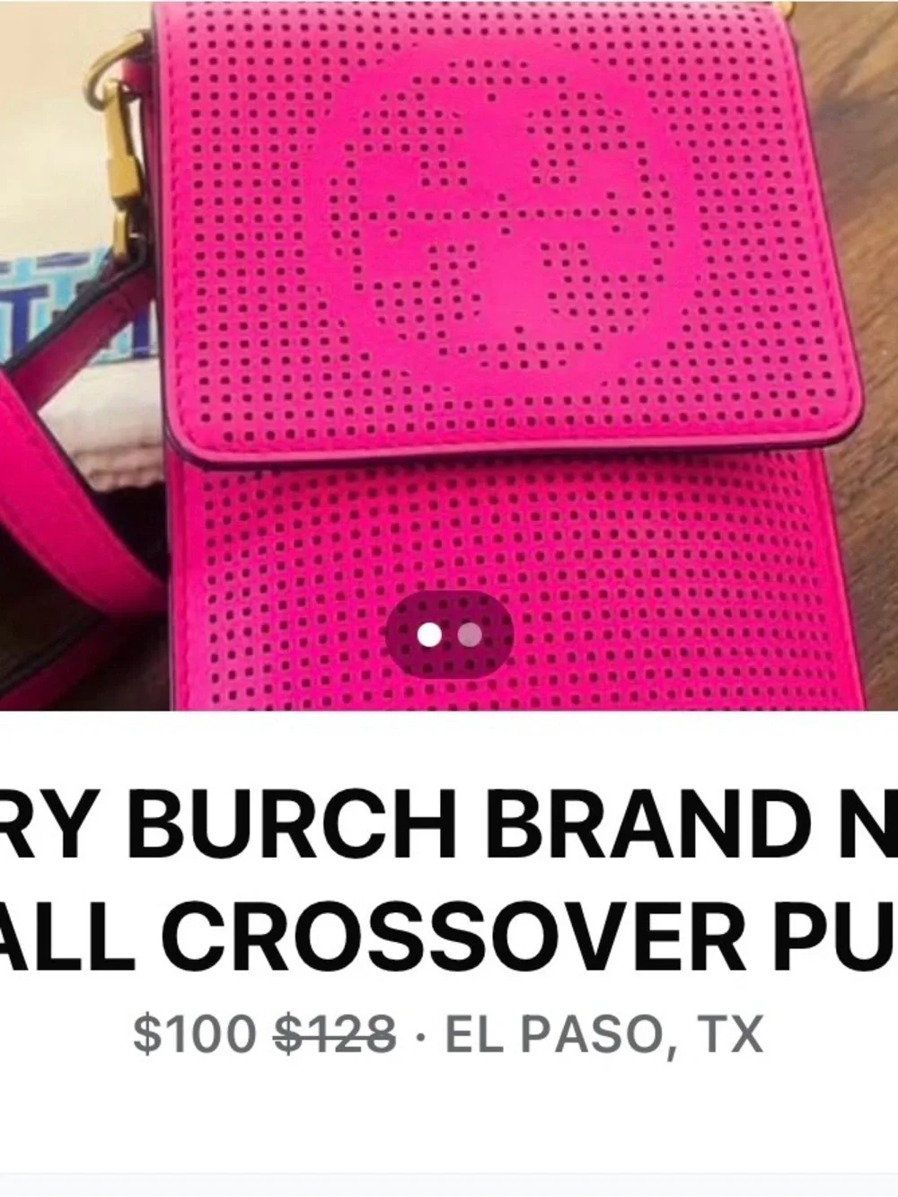Tory Burch Hot Pink Perforated Crossbody Bag small perfect for cell and wallet